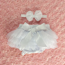 Load image into Gallery viewer, White - Baby Bloomer with Bow Headband -  Fantastic Elastic Company
