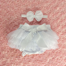 Load image into Gallery viewer, White - Baby Bloomer with Bow Headband - Fantastic Elastic Company