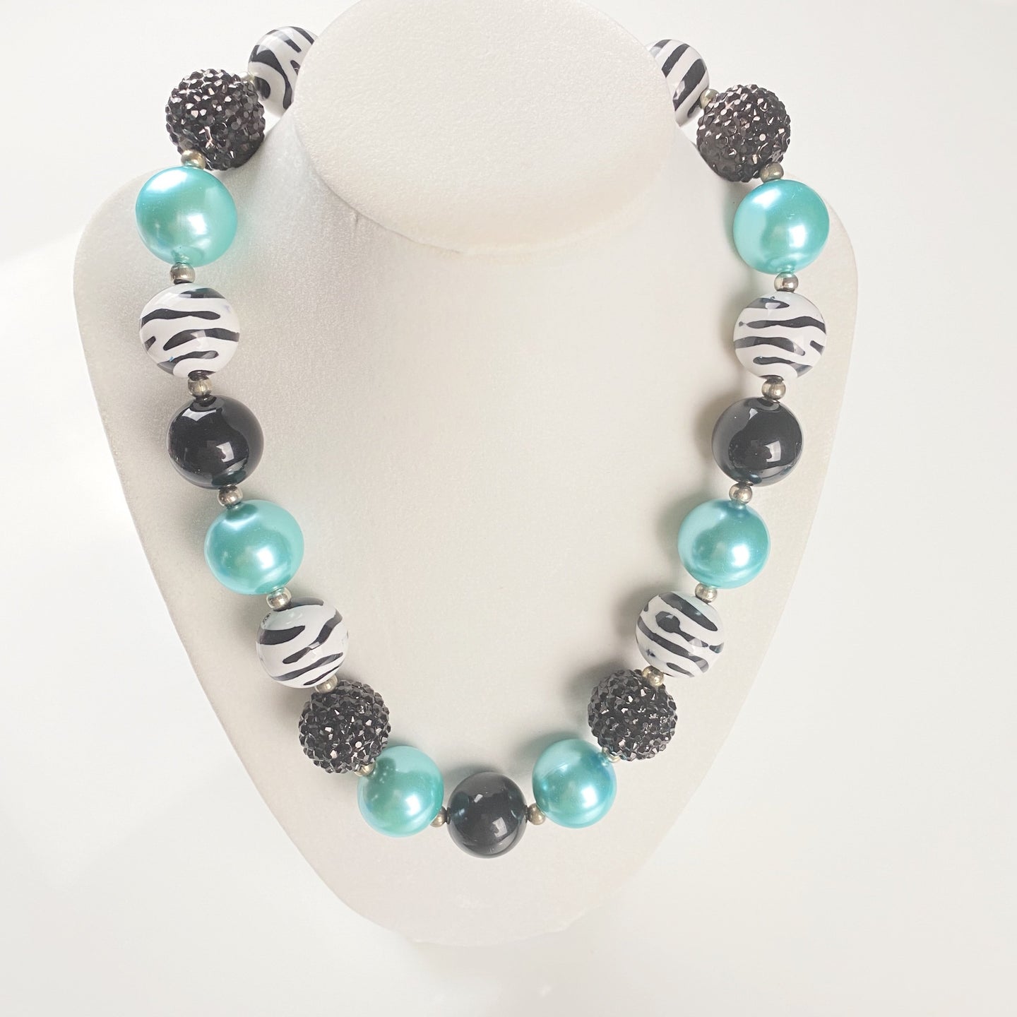 Turquoise Zebra - Bubblegum Necklace -  Fantastic Elastic Company
