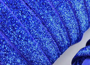 Royal Blue Glitter Elastics - FOE - Fold Over Elastic -  Fantastic Elastic Company