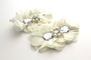Extra Large Tear Jeweled Pearl Flowers - 1 Flowers -  Fantastic Elastic Company