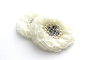Large Elegant Rhinestone & Pearl Flowers - 2 Flowers -  Fantastic Elastic Company