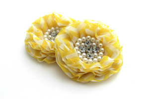 Large Elegant Rhinestone & Pearl Flowers - 2 Flowers -  Fantastic Elastic Company