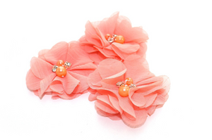 Mini Rhinestone Chiffon Flowers - 2 Flowers -  Fantastic Elastic Company