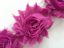 Load image into Gallery viewer, Shabby Rose Flower Trims (Blues, Purples) - 1/2 Yard - Fantastic Elastic Company