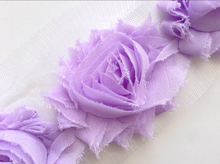 Load image into Gallery viewer, Shabby Rose Flower Trims (Blues, Purples) - 1/2 Yard - Fantastic Elastic Company
