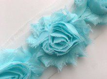 Load image into Gallery viewer, Shabby Rose Flower Trims (Blues, Purples) - 1/2 Yard - Fantastic Elastic Company