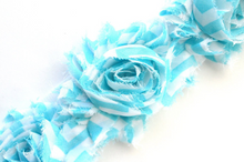 Load image into Gallery viewer, Shabby Rose Flower Trims (Patterns: Stripes/Chevron) - 1/2 Yards - Fantastic Elastic Company