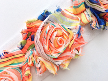 Load image into Gallery viewer, Shabby Rose Flower Trims (Patterns: Stripes/Chevron) - 1/2 Yards - Fantastic Elastic Company