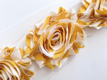 Load image into Gallery viewer, Shabby Rose Flower Trims (Patterns: Stripes/Chevron) - 1/2 Yards - Fantastic Elastic Company