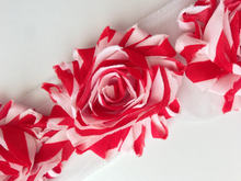 Load image into Gallery viewer, Shabby Rose Flower Trims (Patterns: Stripes/Chevron) - 1/2 Yards - Fantastic Elastic Company
