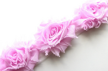 Load image into Gallery viewer, Shabby Rose Flower Trims (Reds, Oranges, Pinks) - 1/2 Yards - Fantastic Elastic Company