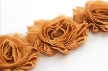 Load image into Gallery viewer, Shabby Rose Flower Trims (Reds, Oranges, Pinks) - 1/2 Yards - Fantastic Elastic Company