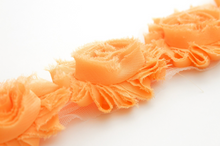Load image into Gallery viewer, Shabby Rose Flower Trims (Reds, Oranges, Pinks) - 1/2 Yards - Fantastic Elastic Company