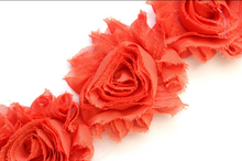 Load image into Gallery viewer, Shabby Rose Flower Trims (Reds, Oranges, Pinks) - 1/2 Yards - Fantastic Elastic Company