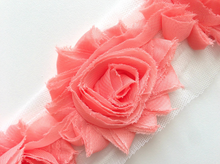 Load image into Gallery viewer, Shabby Rose Flower Trims (Reds, Oranges, Pinks) - 1/2 Yards - Fantastic Elastic Company