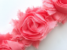Load image into Gallery viewer, Shabby Rose Flower Trims (Reds, Oranges, Pinks) - 1/2 Yards - Fantastic Elastic Company