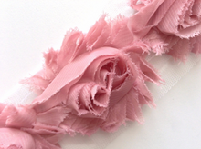 Load image into Gallery viewer, Shabby Rose Flower Trims (Reds, Oranges, Pinks) - 1/2 Yards - Fantastic Elastic Company