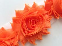 Load image into Gallery viewer, Shabby Rose Flower Trims (Reds, Oranges, Pinks) - 1/2 Yards - Fantastic Elastic Company