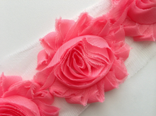 Load image into Gallery viewer, Shabby Rose Flower Trims (Reds, Oranges, Pinks) - 1/2 Yards - Fantastic Elastic Company