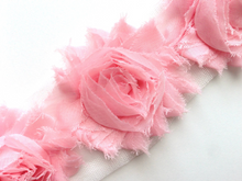 Load image into Gallery viewer, Shabby Rose Flower Trims (Reds, Oranges, Pinks) - 1/2 Yards - Fantastic Elastic Company