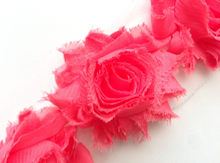 Load image into Gallery viewer, Shabby Rose Flower Trims (Reds, Oranges, Pinks) - 1/2 Yards - Fantastic Elastic Company