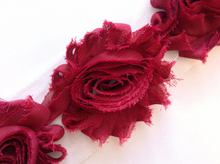 Load image into Gallery viewer, Shabby Rose Flower Trims (Reds, Oranges, Pinks) - 1/2 Yards - Fantastic Elastic Company
