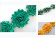 Load image into Gallery viewer, Shabby Rose Flower Trims (Yellows, Greens) - 1/2 Yard - Fantastic Elastic Company