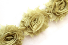 Load image into Gallery viewer, Shabby Rose Flower Trims (Yellows, Greens) - 1/2 Yard - Fantastic Elastic Company