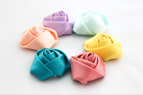 Small Satin Rolled Roses - 3 Flowers -  Fantastic Elastic Company