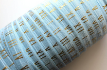 Load image into Gallery viewer, Gold Roman Numerals on Baby Blue - FOE - Fold Over Elastic - Fantastic Elastic Company