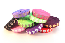 Load image into Gallery viewer, Metallic Skulls - FOE - Fold Over Elastic - Fantastic Elastic Company