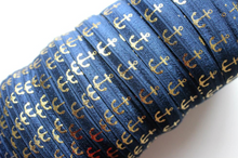 Load image into Gallery viewer, Gold Anchors - FOE - Fold Over Elastic -  Fantastic Elastic Company
