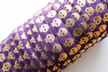 Load image into Gallery viewer, Metallic Skulls - FOE - Fold Over Elastic - Fantastic Elastic Company