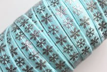 Load image into Gallery viewer, Silver Snowflakes - FOE - Fold Over Elastic - Fantastic Elastic Company