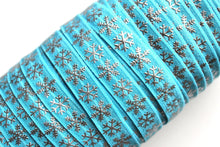 Load image into Gallery viewer, Silver Snowflakes - FOE - Fold Over Elastic - Fantastic Elastic Company