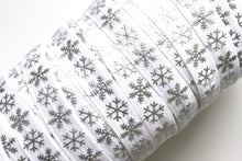 Load image into Gallery viewer, Silver Snowflakes - FOE - Fold Over Elastic - Fantastic Elastic Company