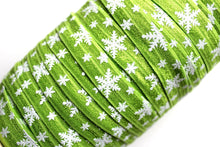 Load image into Gallery viewer, White Glitter Snowflakes - FOE - Fold Over Elastic - Fantastic Elastic Company