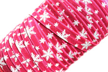 Load image into Gallery viewer, White Glitter Snowflakes - FOE - Fold Over Elastic - Fantastic Elastic Company
