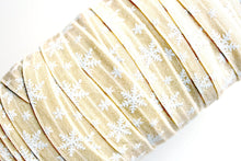 Load image into Gallery viewer, White Glitter Snowflakes - FOE - Fold Over Elastic - Fantastic Elastic Company