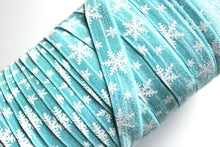 Load image into Gallery viewer, White Glitter Snowflakes - FOE - Fold Over Elastic - Fantastic Elastic Company