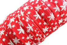 Load image into Gallery viewer, White Glitter Snowflakes - FOE - Fold Over Elastic - Fantastic Elastic Company