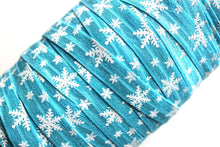 Load image into Gallery viewer, White Glitter Snowflakes - FOE - Fold Over Elastic - Fantastic Elastic Company