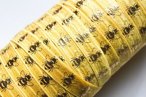 Gold Bees - FOE - Fold Over Elastic -  Fantastic Elastic Company