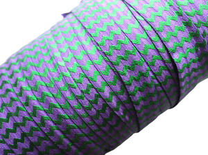 Green Foil Chevron on Purple - FOE- Fold Over Elastic -  Fantastic Elastic Company