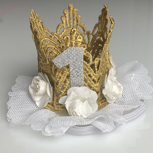 White - 1st. Birthday Crown - Crown Party Hat -  Fantastic Elastic Company