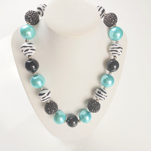 Turquoise Zebra - Bubblegum Necklace -  Fantastic Elastic Company