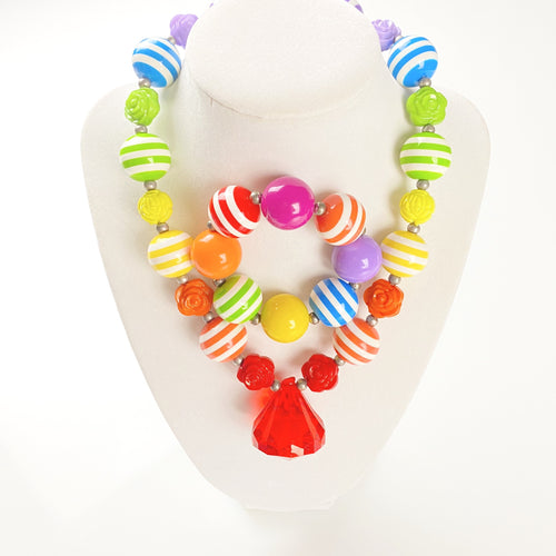 Rainbow - with Gem - Bubblegum Necklace -  Fantastic Elastic Company