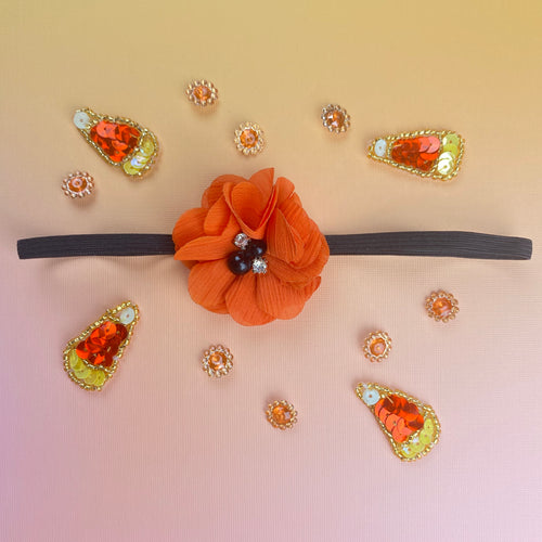Halloween Chiffon Flower with Rhinestone - Headband -  Fantastic Elastic Company