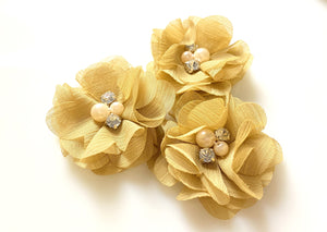 Mini Rhinestone Chiffon Flowers - 2 Flowers -  Fantastic Elastic Company